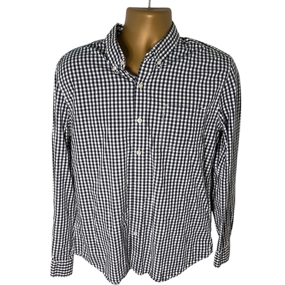 Levi’s Button Down Shirt Gingham Check Long Sleeve Navy White L - Picture 1 of 5